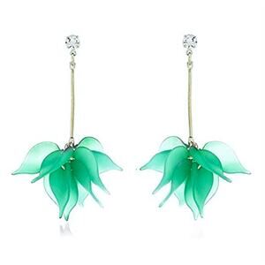 Acrylic Flower Petal Rhinestone Earrings
